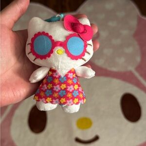 Hello Kitty Plush with Pink Floral Dress and Blue Glasses